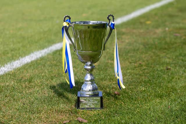 The Baffins Milton Rovers Anniversary Cup which was lifted by Baffins Milton  Picture: Mike Cooter (050921)
