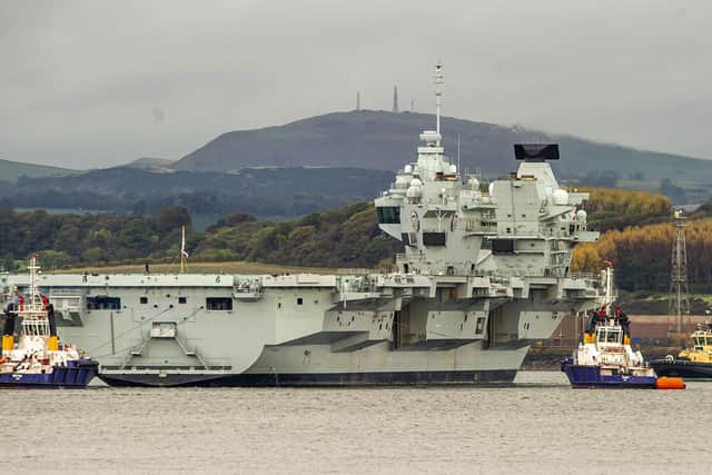 HMS Prince of Wales near Rosyth dock in Fife, Scotland, in October 2022. Picture: LISA FERGUSON