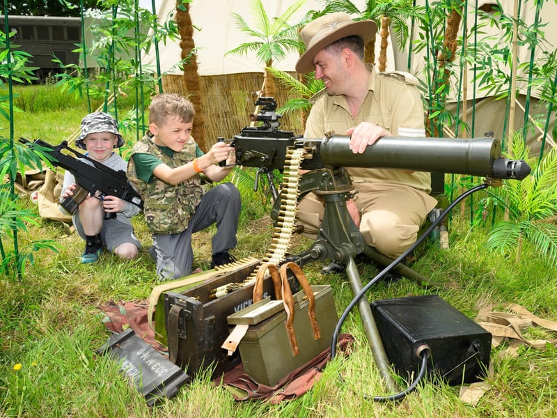 Oscar Somerset, Jackson Dowdeswell, with Lee Perry of the Ham and Jam living history groupPicture: Keith Woodland (260521-19)