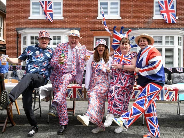 From left, Nigel Tudgay, Grahame Murr, Helen Tudgay, Lesley Murr and Gina Swift enjoying the Burbidge Grove street party in Southsea