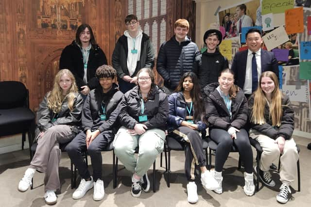 Havant MP Alan Mak with HSDC students at the Houses of Parliament.