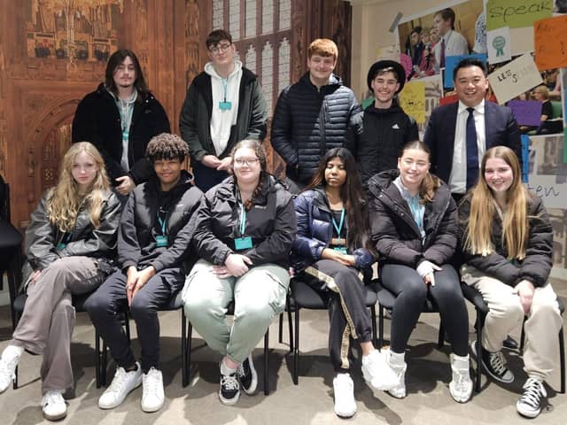 Havant MP Alan Mak with HSDC students at the Houses of Parliament.