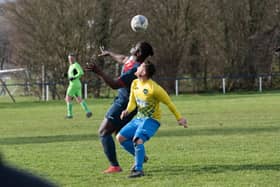 Paulsgrove's Moulay Ousman, left, and Lyndhurst's Matt Andrew. Picture: Duncan Shepherd