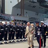 Prince Charles on HMS Queen Elizabeth today in Portsmouth