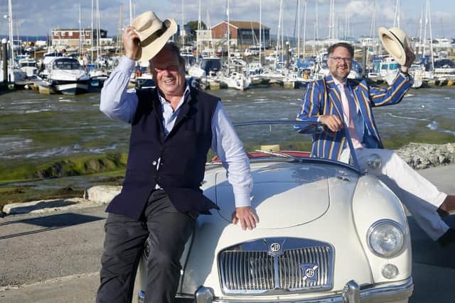Antiques Road Trip presenters James Braxton (left) and Charles Hanson (right) took a trip to Fareham and Southsea in the BBC hit's latest episode. Picture: BBC