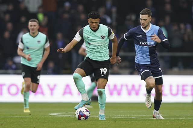 Dane Scarlett leads a Pompey attack in the 2-0 defeat at Wycombe. Picture: Jason Brown/ProSportsImages