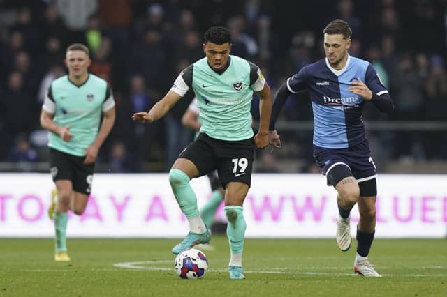 Dane Scarlett leads a Pompey attack in the 2-0 defeat at Wycombe. Picture: Jason Brown/ProSportsImages
