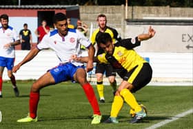 Christian Oxlade-Chamberlain on his Gosport debut at Chesham. Pic: Tom Phillips.