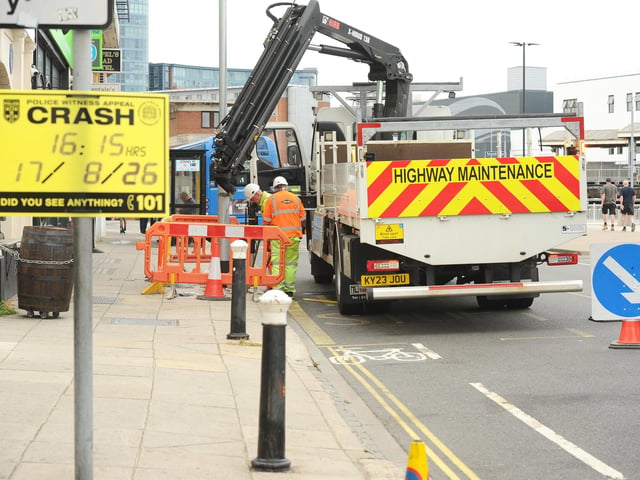 An incident took place on Monday, August 17, 2026, involving a bus at The Hard Interchange in Portsmouth. Pictures show the scene on Tuesday, August 18, 2026.
Picture: Sarah Standing (180826-7906)