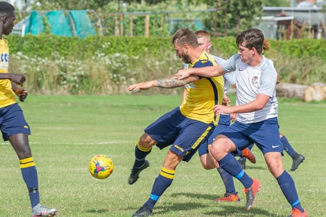 Steve Hutchings struck twice from the penalty spot. Picture: Habibur Rahman