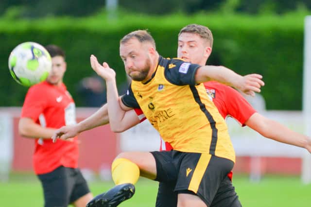 Former Hawks and Gosport striker Alex Przesolewski made his competitive Baffins debut at Fareham in midweek. Picture Martyn White.
