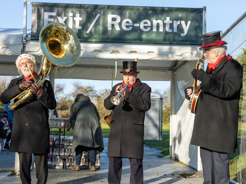 Pictured - A brass band played at the entrance/exit.