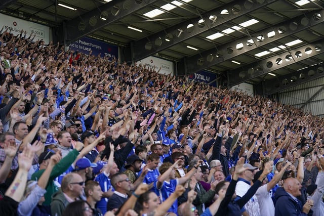 The Fratton End in full voice after Regan's Poole's injury-time goal at the end of the first half