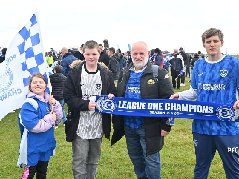 Thousands of Pompey FC fans flocked to Southsea Common to celebrate the team's League One title and promotion. Pictured: The Hayter Family Picture Credit: Keith Woodland