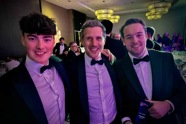 Charlie Gray (L) and Ben O'Nion (R) from OneHive with Ed Gould, Chair of Venturefest South (centre)