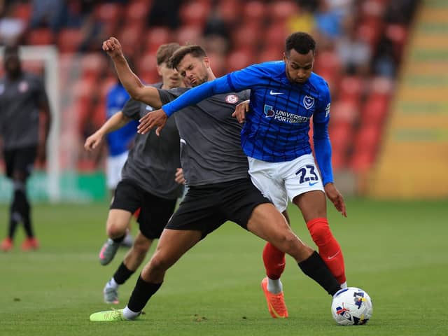Josh Murphy on the charge in Pompey's victory over Woking. Picture: Simon Roe/ProSportsImages
