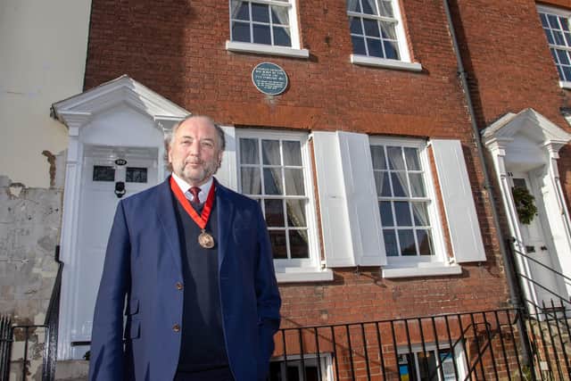 Ian Dickens, great great grandson of Charles Dickens outside his famous relative's birthplace in Portsmouth. Photos by Alex Shute