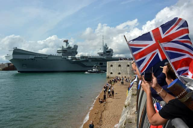 HMS Prince of Wales setting off from Portsmouth (September 1). Picture: Ben Mitchell/PA.