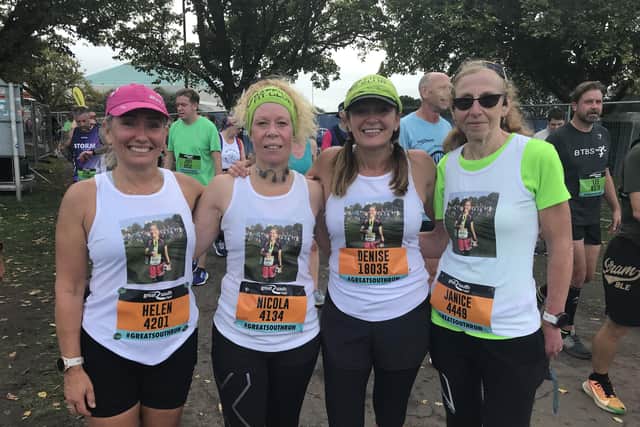 The friends from Baffins Fit Club did the race in memory of Clare Rutter who passed away earlier this year. 
Left to right: Helen Mayhead, Nikki Wright, Denise Courtney, Janice Wellstead