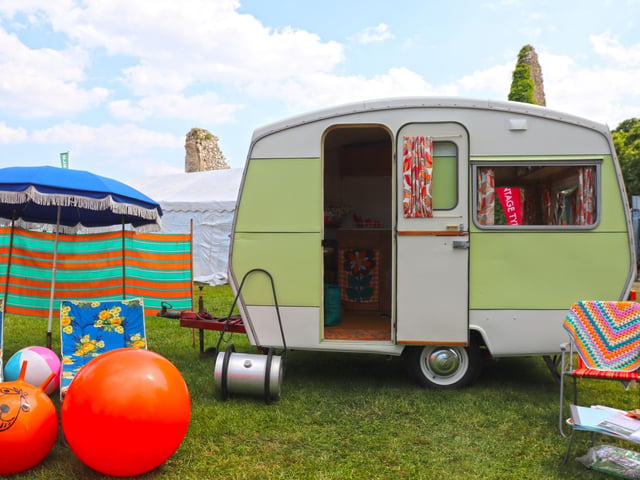 Chatty Caravan in the Sprite Caravan Display at the Spring Autojumble