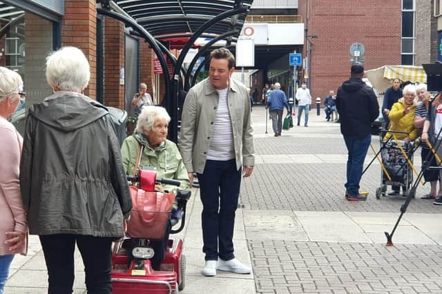 Stephen Mulhern filming for In for a Penny in Commercial Road, Portsmouth, on September 1 2021. Picture: Habibur Rahman
