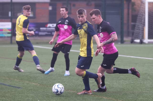 Harvest (pink) v Moneyfields Reserves. Picture: Sam Stephenson