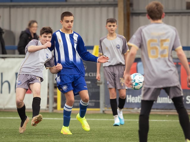 Action from the U15 Campbell McFaull Invitation Cup final between Hayling St Andrews Blue and Hayling St Andrew White. Picture: Keith Woodland (260221-296)