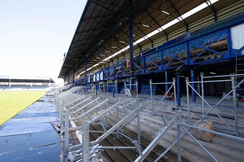 Work continuing in the South Stand in June 2022.