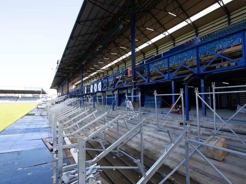 Work continuing in the South Stand in June 2022.