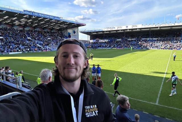 Kyle Mattison, founder of The Padded Seat, at Fratton Park in Portsmouth