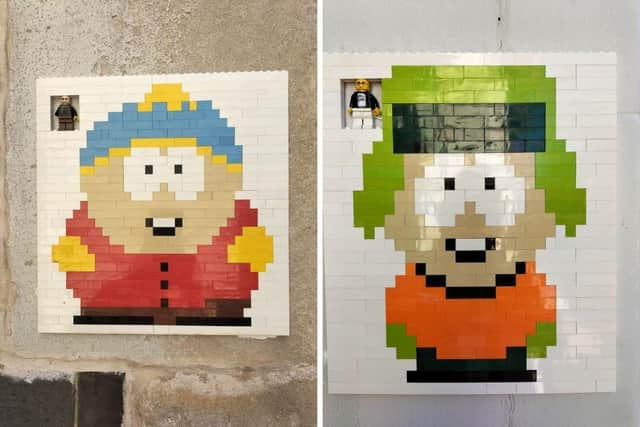 Lego mosaics of South Park characters have been appearing in Gosport High Street. One resident described the mystery artist as the 'Gosport Banksy'. Picture: Mark Shakespeare.