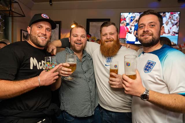 Jarrath Cush, Josh Strain, Ryan Ralph and Aaron Ralph at The Leopold in Southsea, on Saturday, December 10, to watch England v France in the World Cup Picture: Matthew Clark