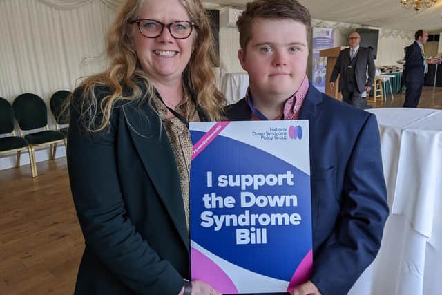 Zoe and Jake Binns show their support for the Down Syndrome Bill. Picture: Emily Turner