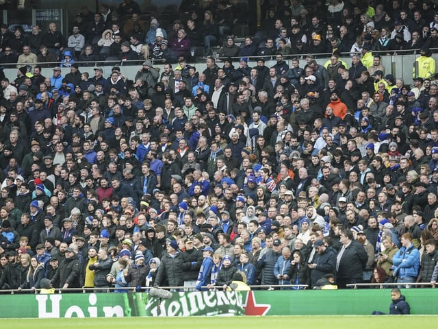 Pompey fans at the Tottenham Hotspur Stadium.