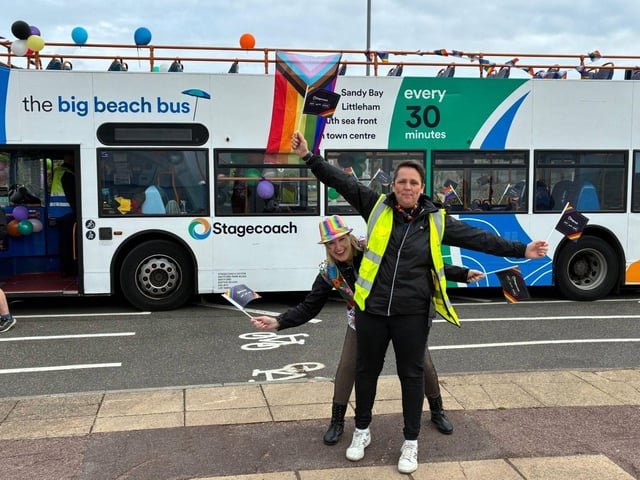 Stagecoach South in front of Pride bus