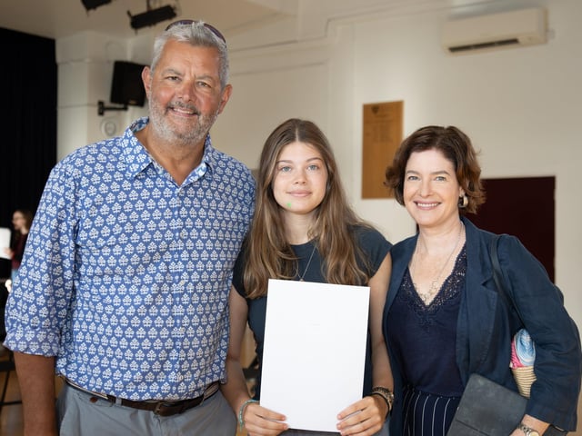 Students found out their A Level results this morning at Portsmouth High School as they prepare for their next steps in education.Pictured - Bailey, 18, with Mum and Dad, heading to Kings College London to study History. Photos by Alex Shute