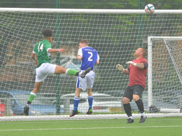Denmead (blue) v Moneyfields. Picture by Martyn White