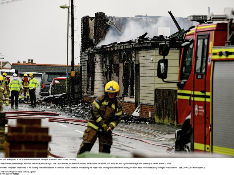 Firefighters at the scene at the Osborne View pub.