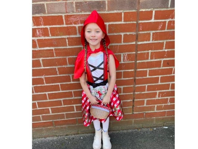 Bella has chosen to dress up as Little Red Riding Hood - and she looks great!