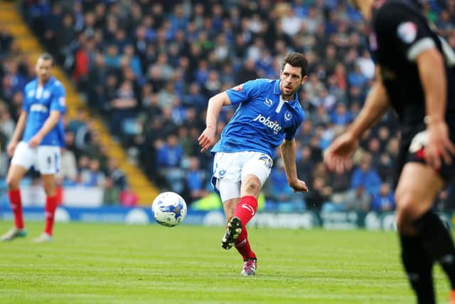 Danny Hollands made 94 appearances and scored seven times for Pompey after arriving in March 2014. Picture: Joe Pepler