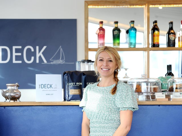 The Deck at Emsworth Yacht Harbour reopened under new management at the start of this year. The venue not only comes with marvellous views of the harbour, but it also has an outdoor seating area so customers can fully enjoy the summer months.   Pictured is: Manager of The Deck Kate Hewitt.  Picture: Sarah Standing (310125-1832)