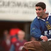 Craig Foster in action for Pompey against Aston Villa in January 1998 - a match in which he scored twice