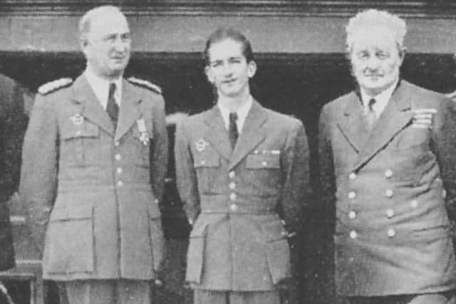 King Peter of Yugoslavia (centre) on the quarterdeck of HMS Victory, 1941.