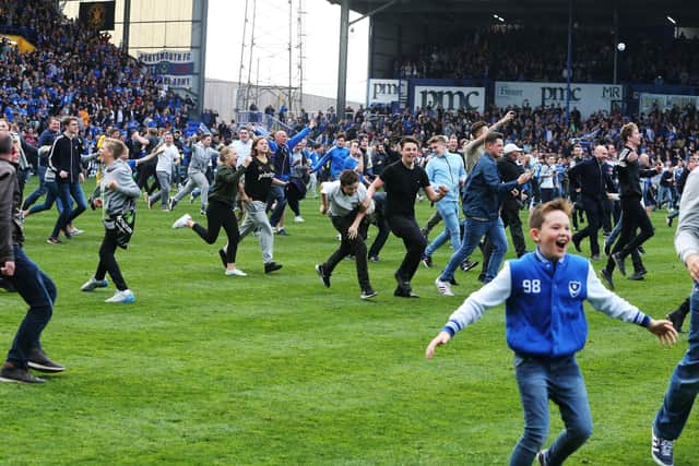 John Kimbell was on Pompey's board of directors when the club won the League Two title after victory over Cheltenham in May 2017. Picture: Joe Pepler
