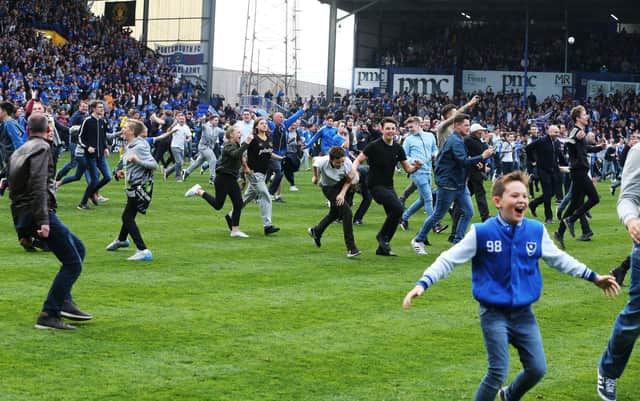 John Kimbell was on Pompey's board of directors when the club won the League Two title after victory over Cheltenham in May 2017. Picture: Joe Pepler