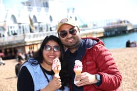 Rohit and Richa on the seafront