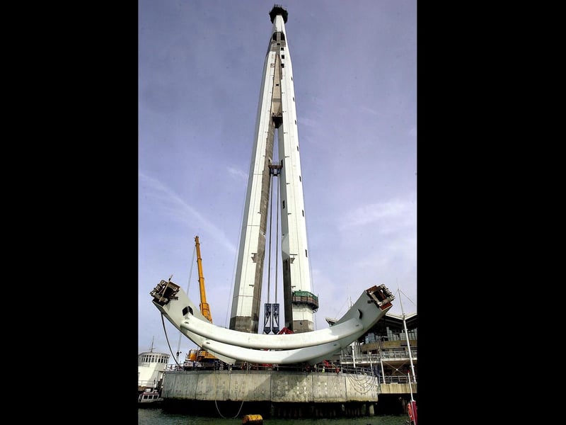 24th February 2004. Spinnaker Tower under construction at Gunwharf. Picture: Paul Jacobs 040989-2