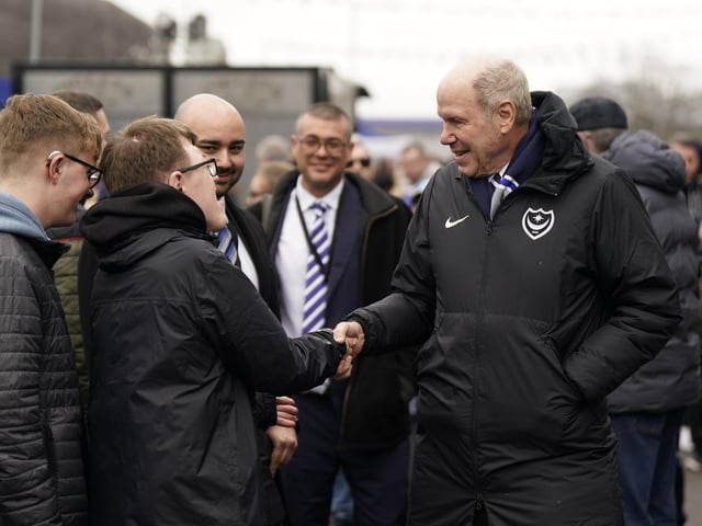 Pompey chairman Michael Eisner was meeting fans during his pre-match walk around Fratton Park