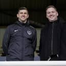 Pompey boss John Mousinho and sporting director Rich Hughes, who was announced as sporting director a year ago last week.