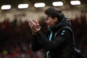 Sheffield Wednesday head coach Danny Rohl looks on during the midweek Sky Bet Championship match at Bristol City. Photo by Dan Mullan/Getty Images.